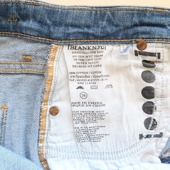 Blank NYC Blue Denim / Jean Medium-wash High Waist Raw Hem Shorts Size 26 - Picture 6 of 9